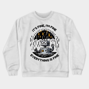 Funny Robot - It's Fine, I'm Fine, Everything is Fine Crewneck Sweatshirt